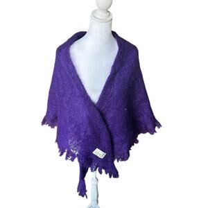 The Scotch House Mohair Wool Wrap Shawl Scarf Stole Purple Made in Scotland